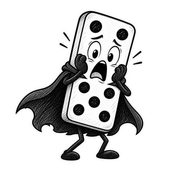 Domino shocked, hands on face